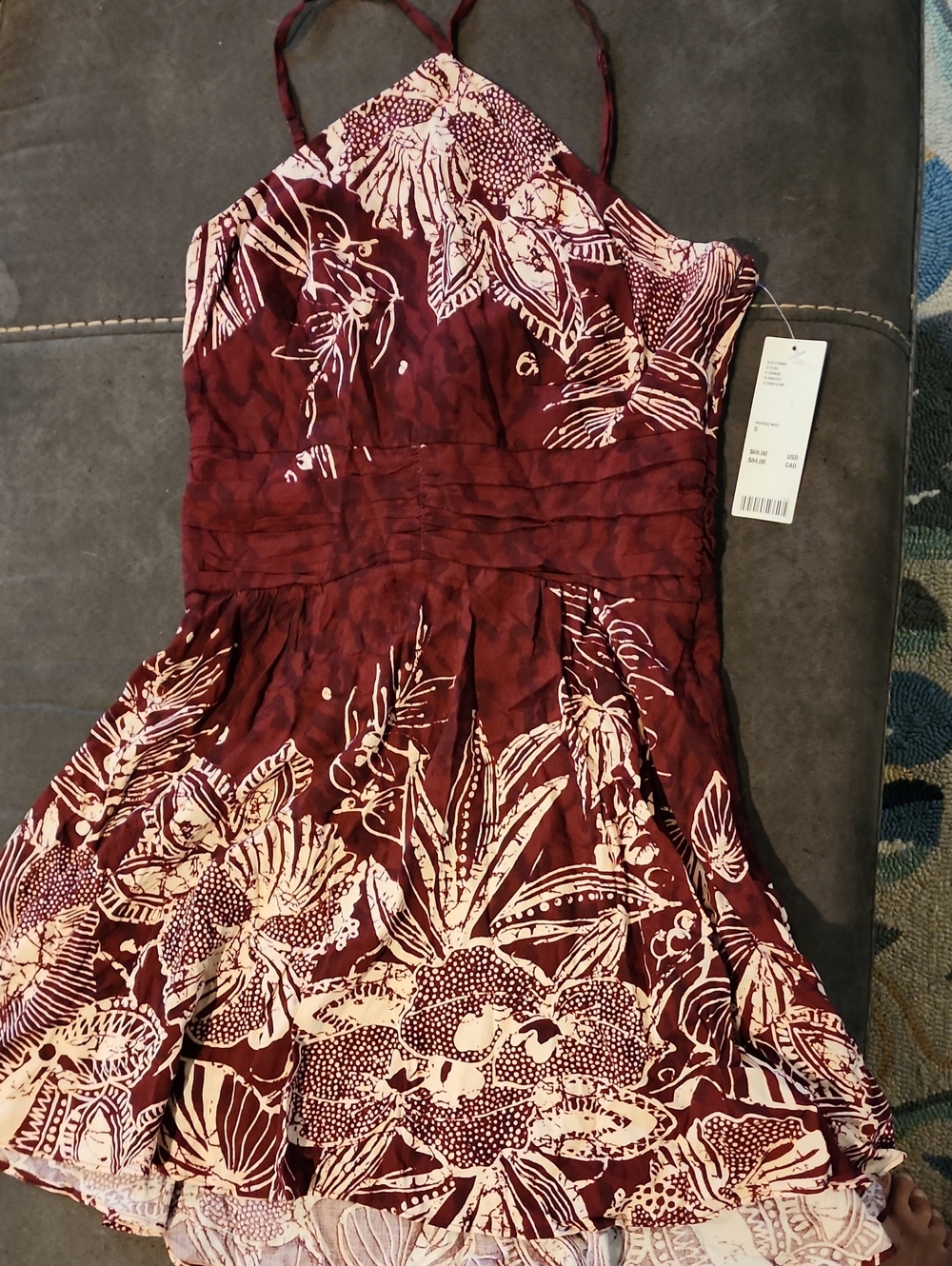 Floral Halter Burgundy Mini Dress
